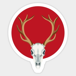 Red deer's Skull Sticker